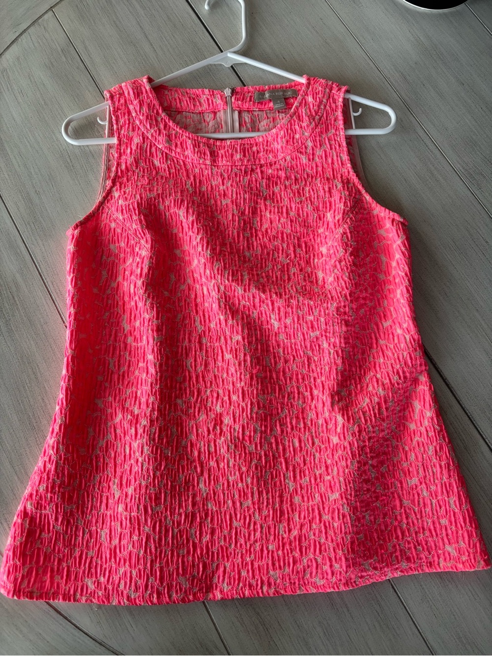 Banana Republic Textured Cheetah Print Neon Pink Peplum Top